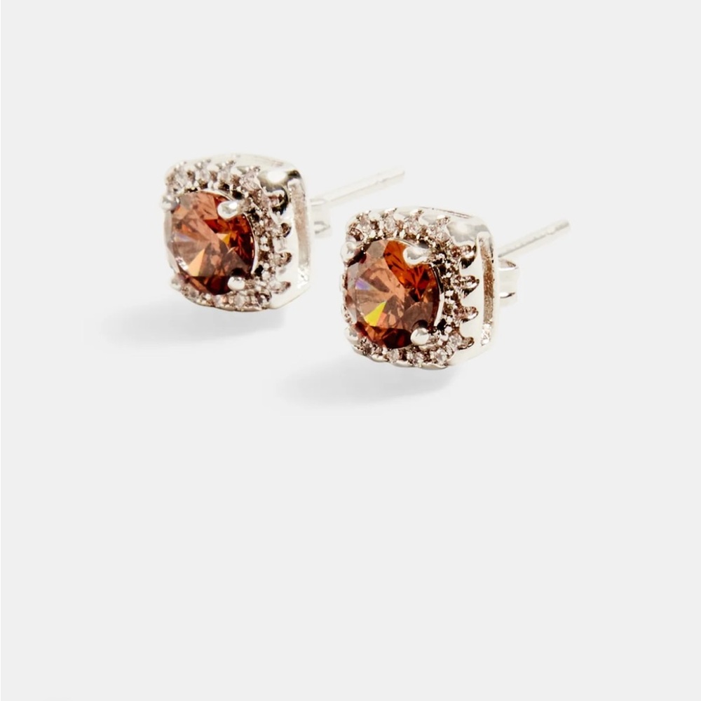CERNUCCI ICED BROWN CLUSTER STUD EARRINGS